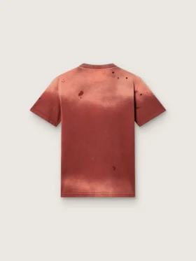 Women’s T-shirt in rust-colored cotton jersey with floral print