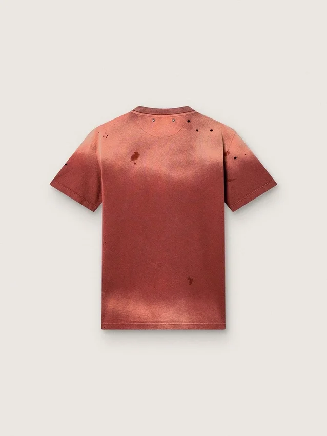 Women’s T-shirt in rust-colored cotton jersey with floral print