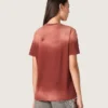 Women’s T-shirt in rust-colored cotton jersey with floral print