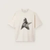 Women’s T-shirt in white cotton jersey with star print