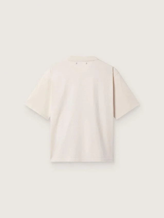 Women’s T-shirt in white cotton jersey with star print