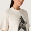 Women’s T-shirt in white cotton jersey with star print