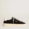 Women's Tennis in black suede with white leather heel tab