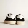 Women's Tennis in black suede with white leather heel tab