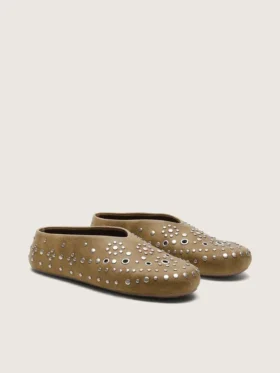 Women’s Tierra in khaki suede with silver studs