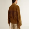 Women’s tobacco-colored suede jacket women with fringes