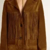 Women’s tobacco-colored suede jacket women with fringes