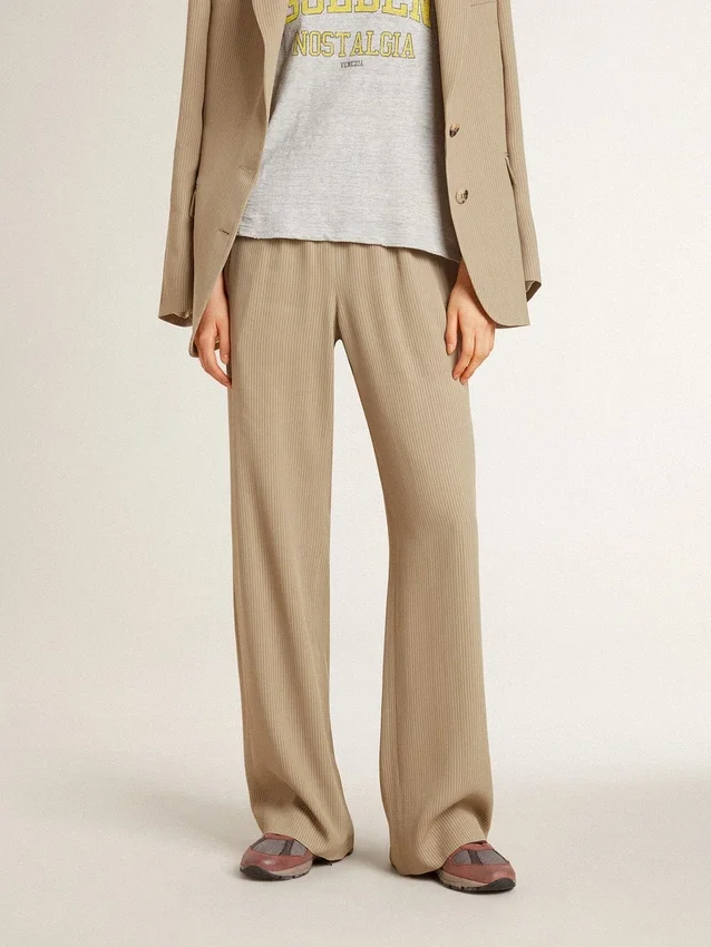 Women's travertine-colored joggers
