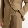Women's trousers in a sand-colored herringbone linen blend