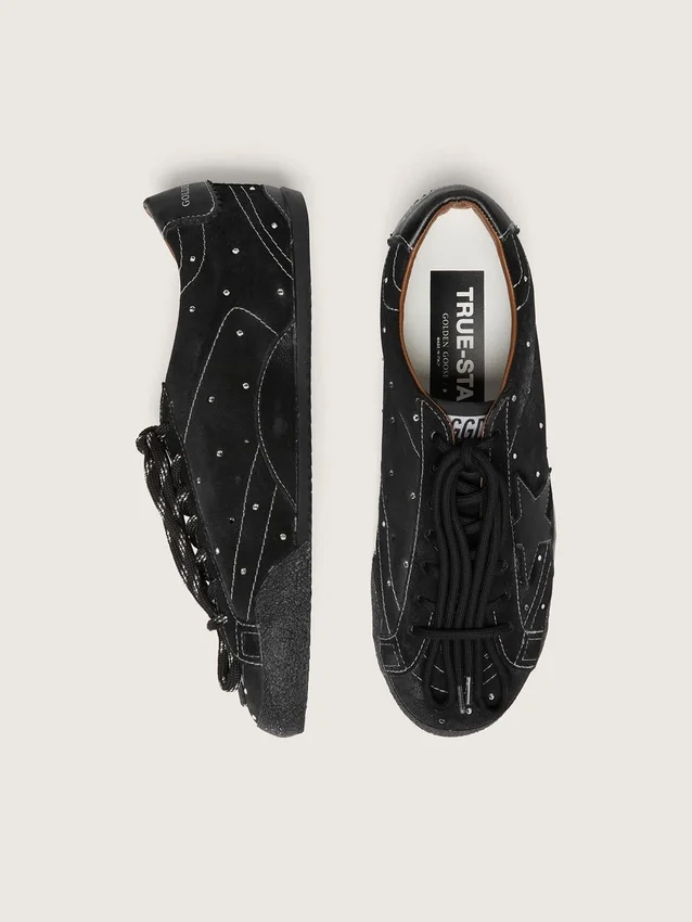 Women's True-Star in black suede with Swarovski crystals and black leather star