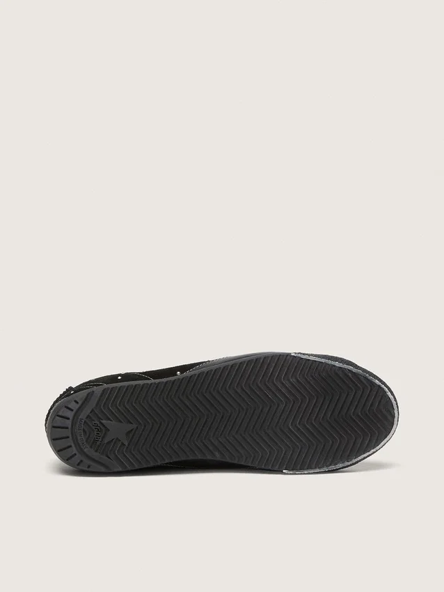 Men's True-Star in black suede with Swarovski crystals and black leather star