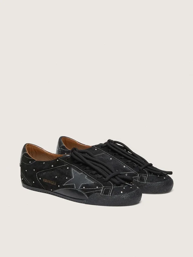 Women's True-Star in black suede with Swarovski crystals and black leather star
