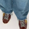 Women's True-Star in burgundy naplak with suede star and silver nappa heel tab