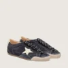 Men's True-Star in dark blue suede with white nappa leather star and heel tab