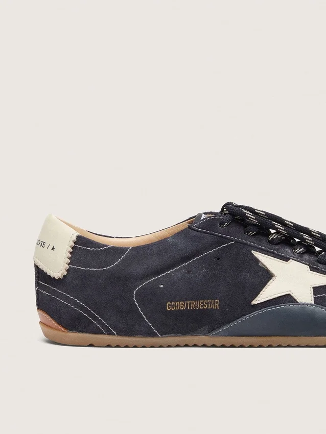 Men's True-Star in dark blue suede with white nappa leather star and heel tab