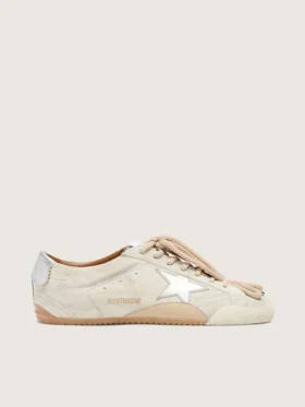 Women's True-Star in light gray suede with metallic silver star and heel tab