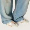 Women's True-Star in light gray suede with metallic silver star and heel tab