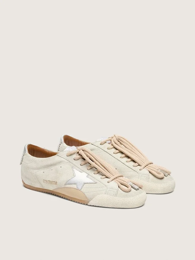 Women's True-Star in light gray suede with metallic silver star and heel tab