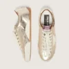 Men’s True-Star in metallic platinum leather with light gray suede star