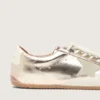 Men’s True-Star in metallic platinum leather with light gray suede star
