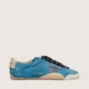 Women's True-Star in teal suede with black star and cream heel tab