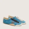 Women's True-Star in teal suede with black star and cream heel tab