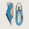 Women's True-Star in teal suede with black star and cream heel tab