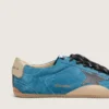 Women's True-Star in teal suede with black star and cream heel tab