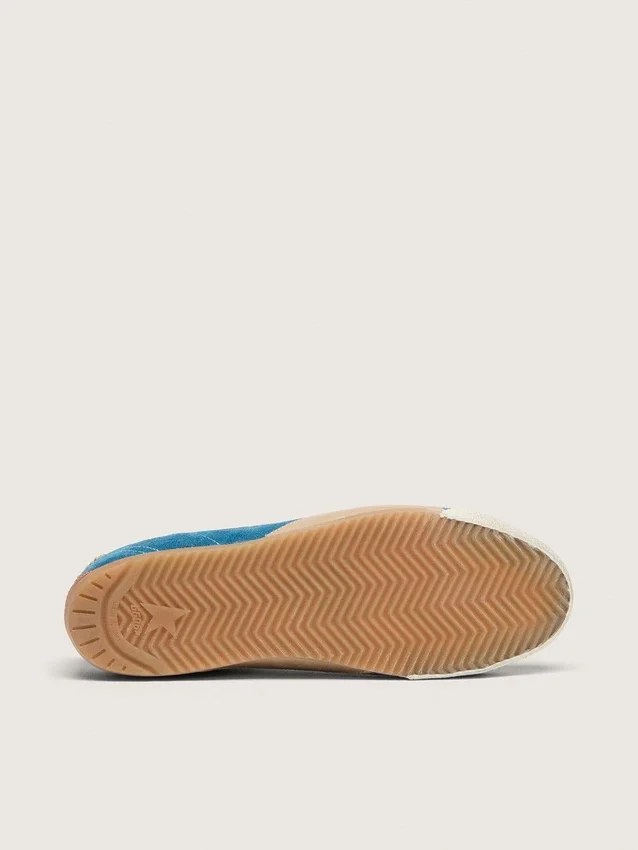 Women's True-Star in teal suede with black star and cream heel tab