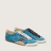 Women's True-Star in teal suede with black star and cream heel tab