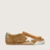 Men's True-Star in tobacco-colored suede with white star and platinum heel tab