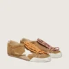 Men's True-Star in tobacco-colored suede with white star and platinum heel tab