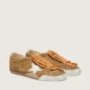 Men's True-Star in tobacco-colored suede with white star and platinum heel tab