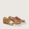 Men's True-Star in tobacco-colored suede with white star and platinum heel tab