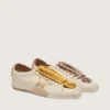 Women's True-Star in white nappa leather with gold star and beige suede heel tab