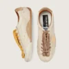 Women's True-Star in white nappa leather with gold star and beige suede heel tab