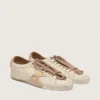 Women's True-Star in white nappa leather with gold star and beige suede heel tab