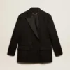 Women’s tuxedo jacket in black wool gabardine