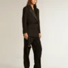Women’s tuxedo jacket in black wool gabardine