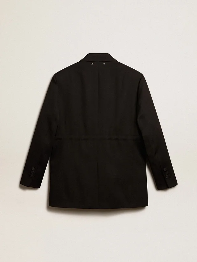 Women’s tuxedo jacket in black wool gabardine