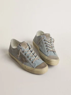 Women’s V-Star in light blue canvas with dove-gray leather star