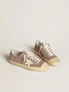 Women’s V-Star in light brown metallic suede with cream leather star