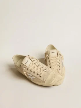Women’s V-Star in pearl suede with silver metallic leather star