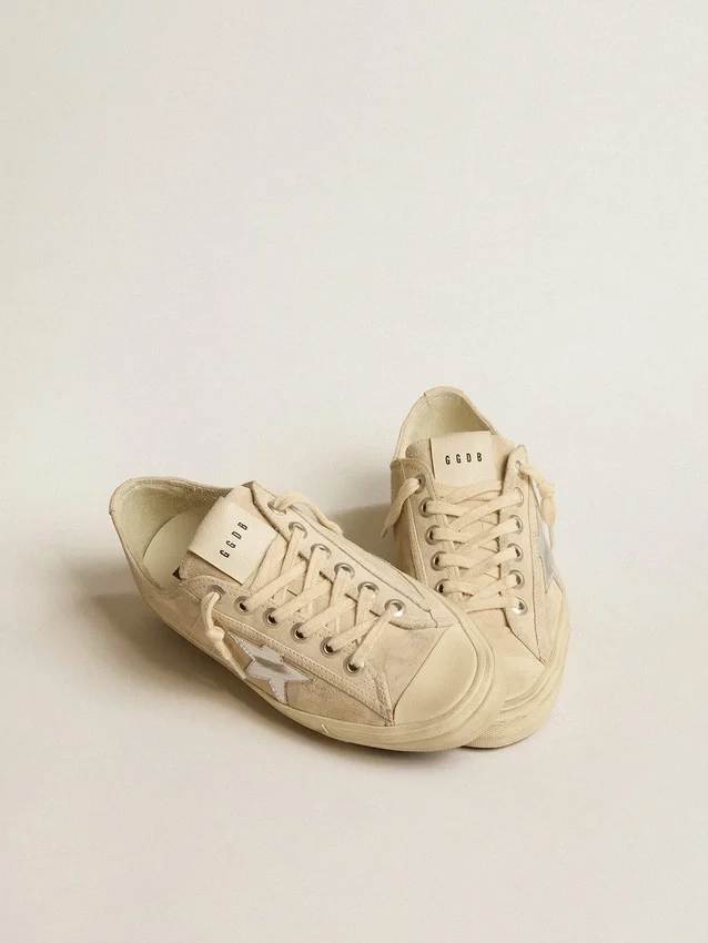 Women’s V-Star in pearl suede with silver metallic leather star