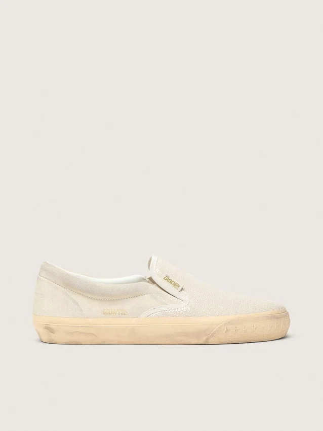 Women’s VCE Penstar in beige suede and pearl-colored sequins