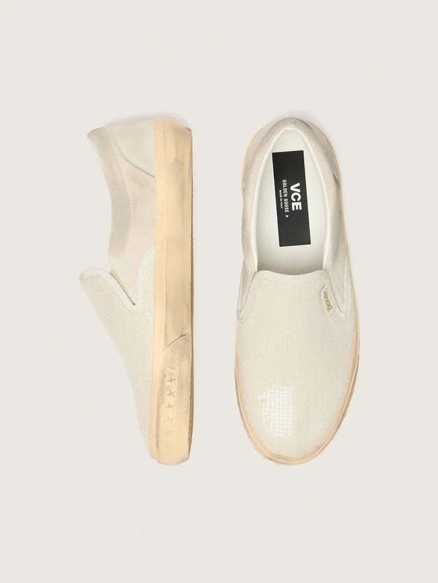Women’s VCE Penstar in beige suede and pearl-colored sequins