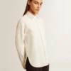 Women's viscose and cotton blend shirt with crystal-embellished collar