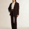 Women's viscose and cotton blend shirt with crystal-embellished collar