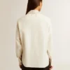 Women's viscose and cotton blend shirt with crystal-embellished collar
