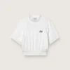Women's white cropped sports T-shirt